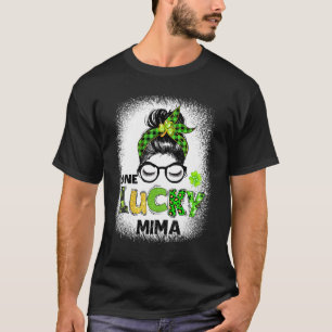 One Lucky Mima Messy Bun Leopard St Patrick's Day T-Shirt
