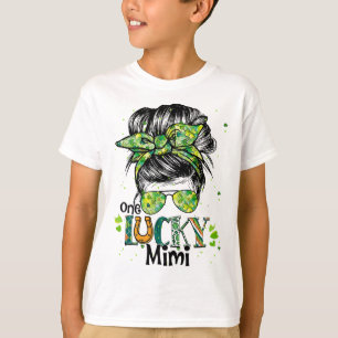 One Lucky Mimi Messy Bun Happy St. Patricks Day Wo T-Shirt