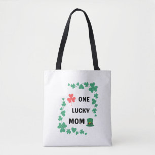 One lucky mom irish tote bag