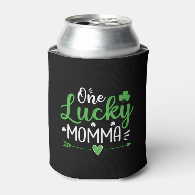 One Lucky Momma St Patric Day Can Cooler (Can Front)