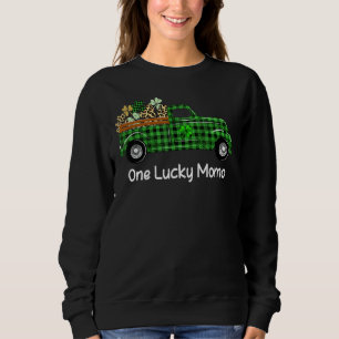 One Lucky Momo Green Plaid Truck Shamrocks St Patr Sweatshirt