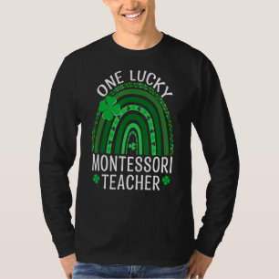 One Lucky Montessori Teacher Rainbow Saint Patrick T-Shirt