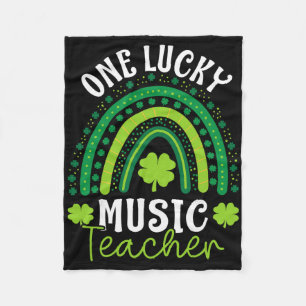 One Lucky Music Teacher St Patricks Day Rainbow Sh Fleece Blanket