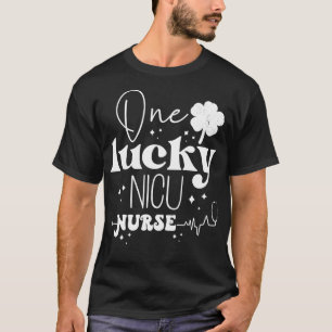 One Lucky NICU Nurse Scrub Funny St Patricks Day  T-Shirt