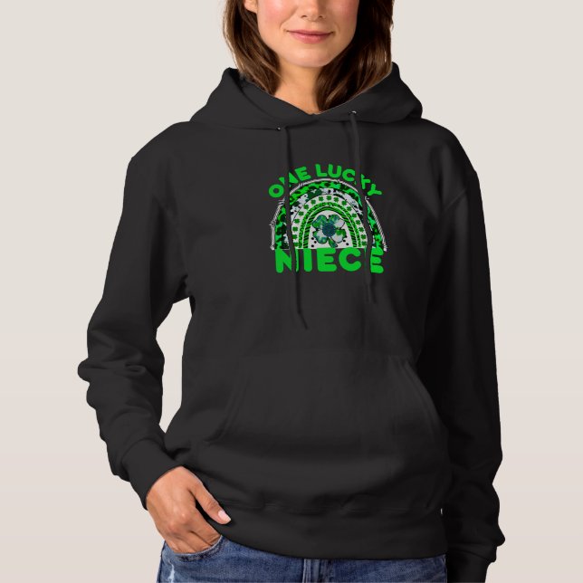 One Lucky Niece Good Luck Green Rainbow Shamrock L Hoodie (Front)