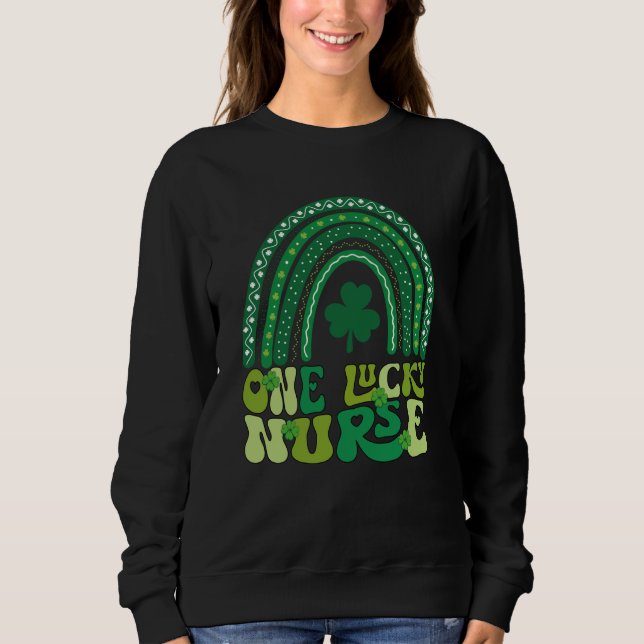 One Lucky Nurse Groovy Retro Rainbow St Patricks D Sweatshirt (Front)