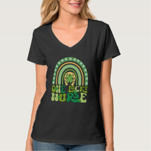 One Lucky Nurse Groovy Retro Rainbow St Patricks D T-Shirt