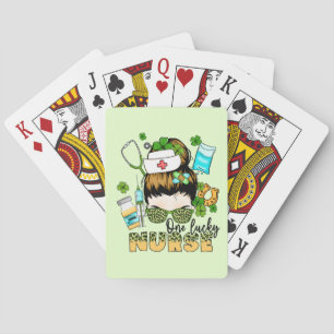 One Lucky Nurse - Messy Bun - St. Patrick’s Day Playing Cards