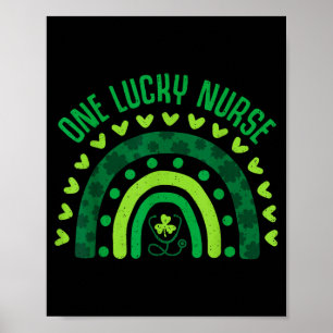 One Lucky Nurse Scrub Nicu Icu St Patricks Day Poster