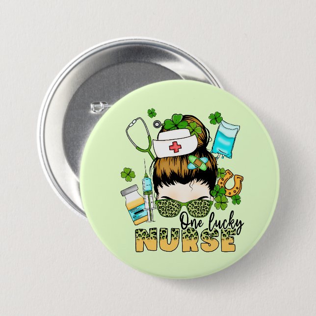 One Lucky Nurse St. Patrick's 7.5 Cm Round Badge (Front & Back)