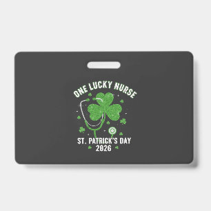 One Lucky Nurse St. Patrick's Day 2026 Green Glitt ID Badge