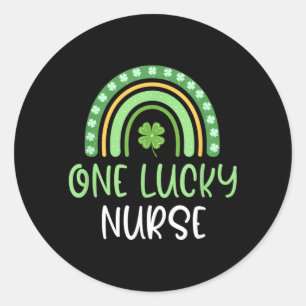 One Lucky Nurse St Patricks Day Funny Rainbow Classic Round Sticker
