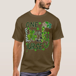 One Lucky Nurse St Patrick's Day Shamrock Leopard  T-Shirt