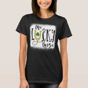 One Lucky Nurse St Rn Patricks Day Nurses Bleached T-Shirt