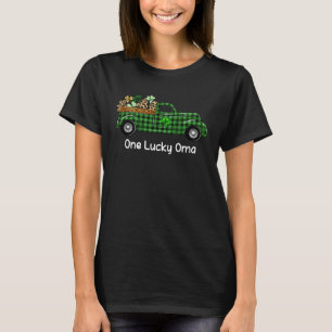 One Lucky Oma Green Plaid Truck Shamrocks St Patri T-Shirt