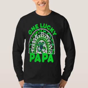 One Lucky Papa Good Luck Green Rainbow Shamrock Le T-Shirt