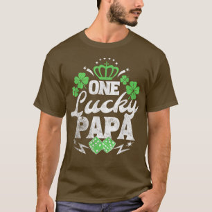 One Lucky Papa St Patricks Day Gift Vintage 70s Di T-Shirt