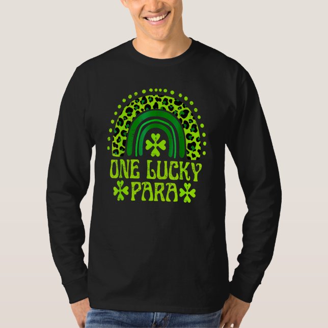 One Lucky Para Family St Patrick's Day Rainbow Leo T-Shirt (Front)