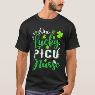 One Lucky Picu Nurse Shamrock Stethoscope St Patri T-Shirt