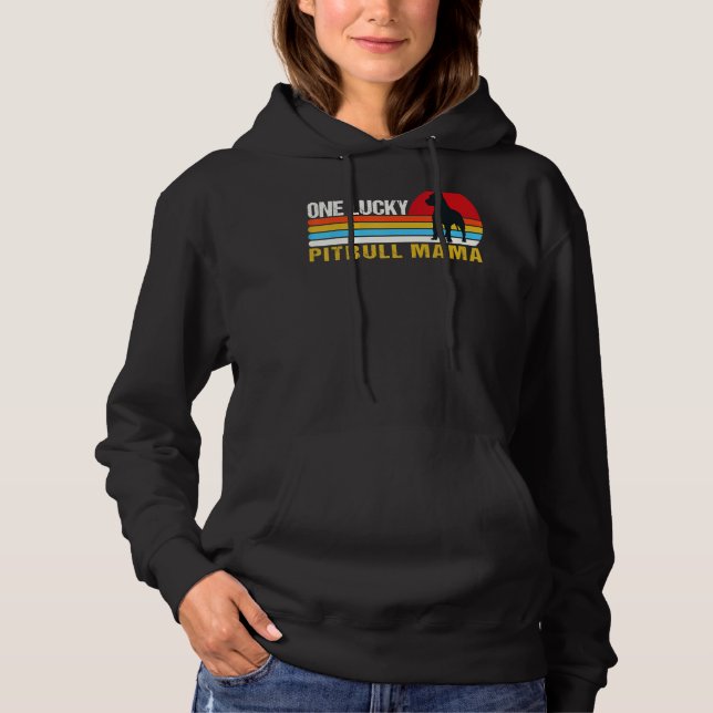 One Lucky Pitbull Mama Funny St Patrick's Day Pitb Hoodie (Front)