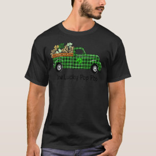 One Lucky Pop Pop Green Plaid Truck Shamrocks Patr T-Shirt
