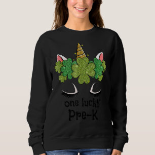 One Lucky Pre K Cute Unicorn Face St Patricks Days Sweatshirt