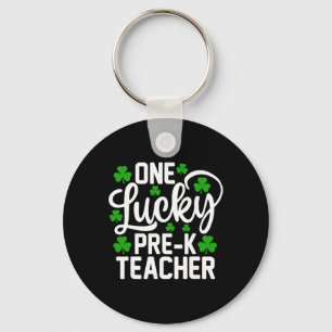 One Lucky Pre-k Teacher Funny St Patrick's Day Sha Key Ring