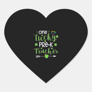 One Lucky Pre-K Teacher Shirt St Patricks Day Iris Heart Sticker