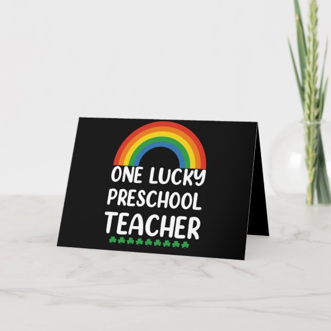 One Lucky Preschool Teacher St. Patrick's Day Thank You Card (Front)