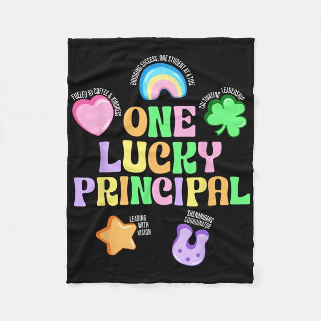 One Lucky Principal Rainbow Shamrock St Patricks D Fleece Blanket (Front)