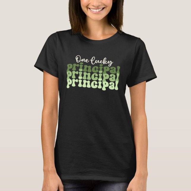 One Lucky Principal Retro St Patricks Day Principa T-Shirt (Front)