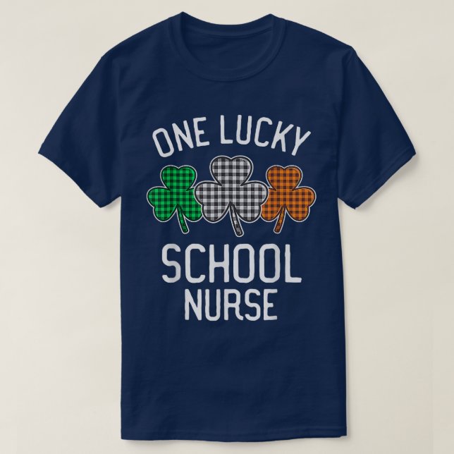 One Lucky School Nurse St Patrick's Day Irish Flag T-Shirt (Design Front)