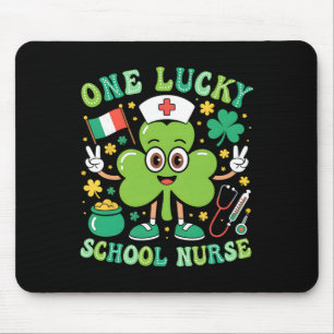 One Lucky School Nurse St Patrick's Day Shamrock I Mouse Pad