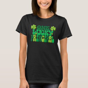 One Lucky School Principal St Patrick s Day Groovy T-Shirt