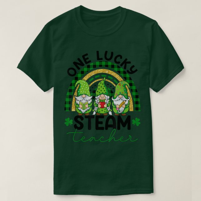 One Lucky STEAM Teacher Gnomes St T-Shirt (Design Front)