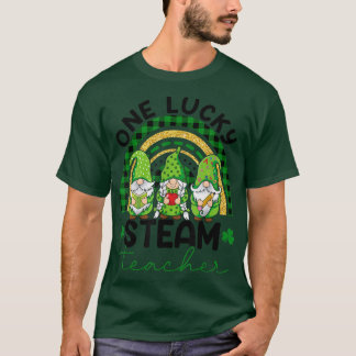 One Lucky STEAM Teacher Gnomes St T-Shirt