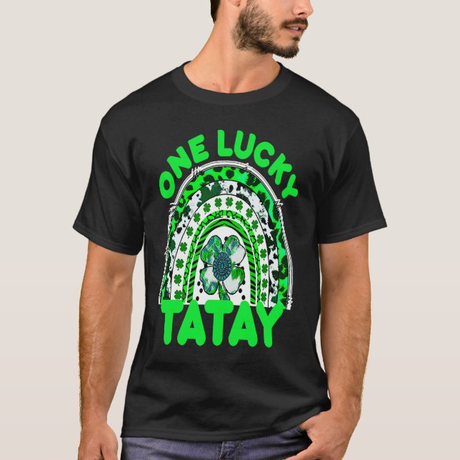 One Lucky Tatay Good Luck Green Rainbow Shamrock L T-Shirt (Front)