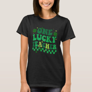 One Lucky Teacher Groovy Retro St Patrick's Day Bo T-Shirt