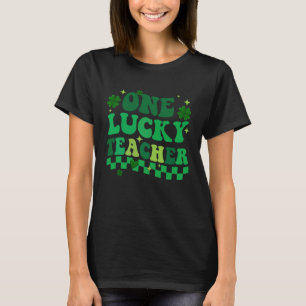 One Lucky Teacher Groovy Retro St Patrick's Day Bo T-Shirt