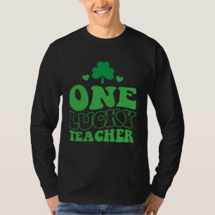 One Lucky Teacher Groovy Retro St Patrick's Day Sh T-Shirt