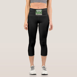 One Lucky Teacher Groovy Retro Teacher St Patricks Capri Leggings