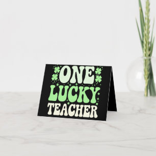 One Lucky Teacher Groovy Retro Teacher St Patricks Card