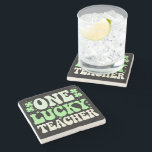 One Lucky Teacher Groovy Retro Teacher St Patricks Stone Coaster<br><div class="desc">One Lucky Teacher Groovy Retro Teacher St Patrick's Day</div>