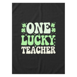 One Lucky Teacher Groovy Retro Teacher St Patricks Tablecloth