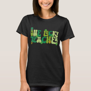 One Lucky Teacher Groovy Retro Vintage St Patricks T-Shirt