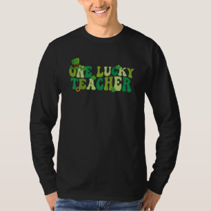 One Lucky Teacher Groovy Retro Vintage St Patricks T-Shirt