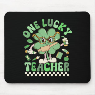 One Lucky Teacher Groovy Shamrock Funny St Patrick Mouse Pad
