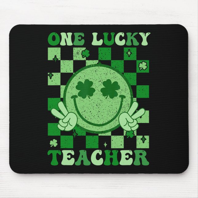 One Lucky Teacher Groovy Smile St Patricks Day Tea Mouse Pad (Front)