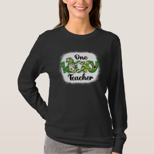 One Lucky Teacher Irish Gnome Leopard Patricks Day T-Shirt