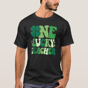 One Lucky Teacher Irish Shamrock Groovy St Patrick T-Shirt